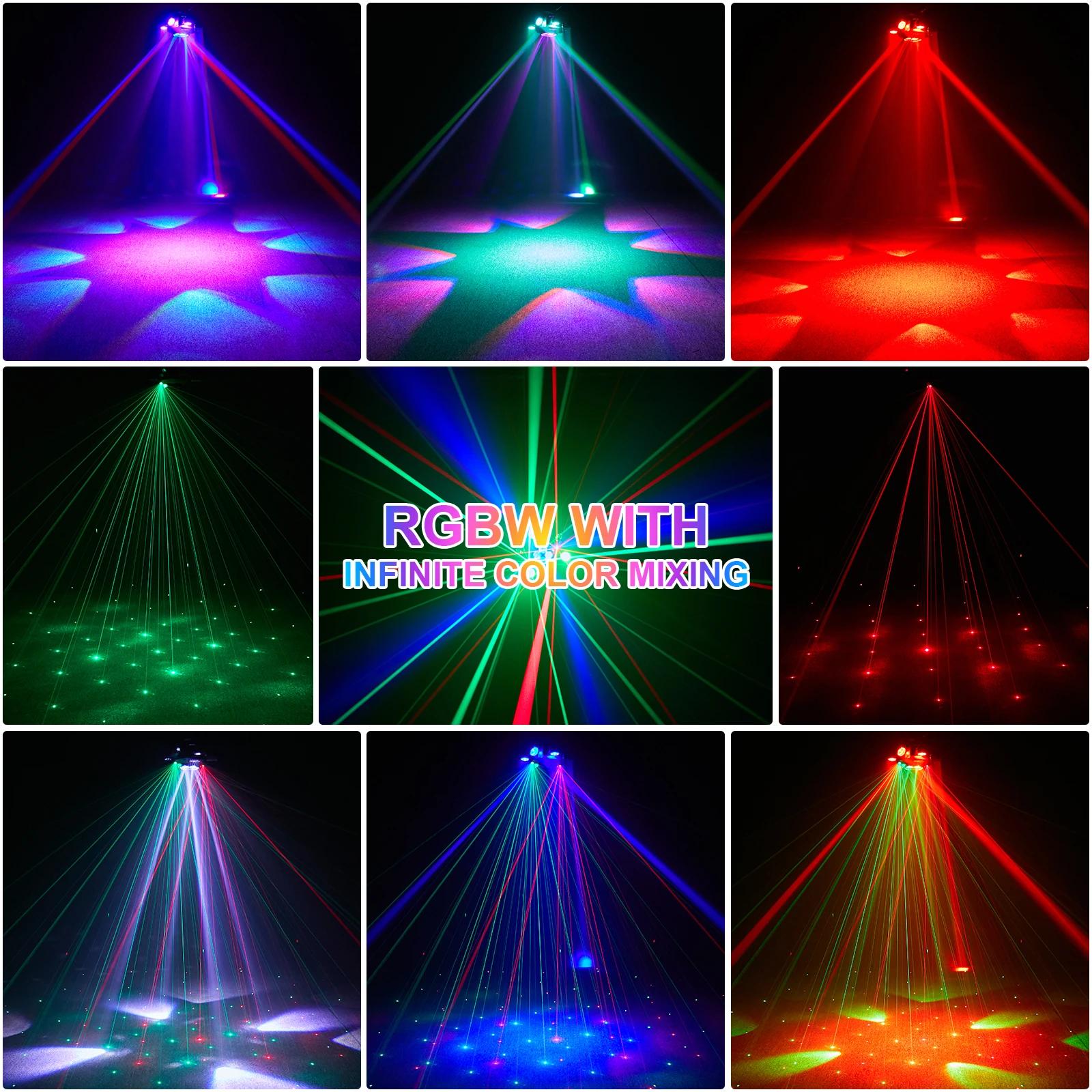 Leleght 200W RGBW 4 en 1 effet de lumière et effet étoilé contrôlé DMX512 activé par le son et maîtr