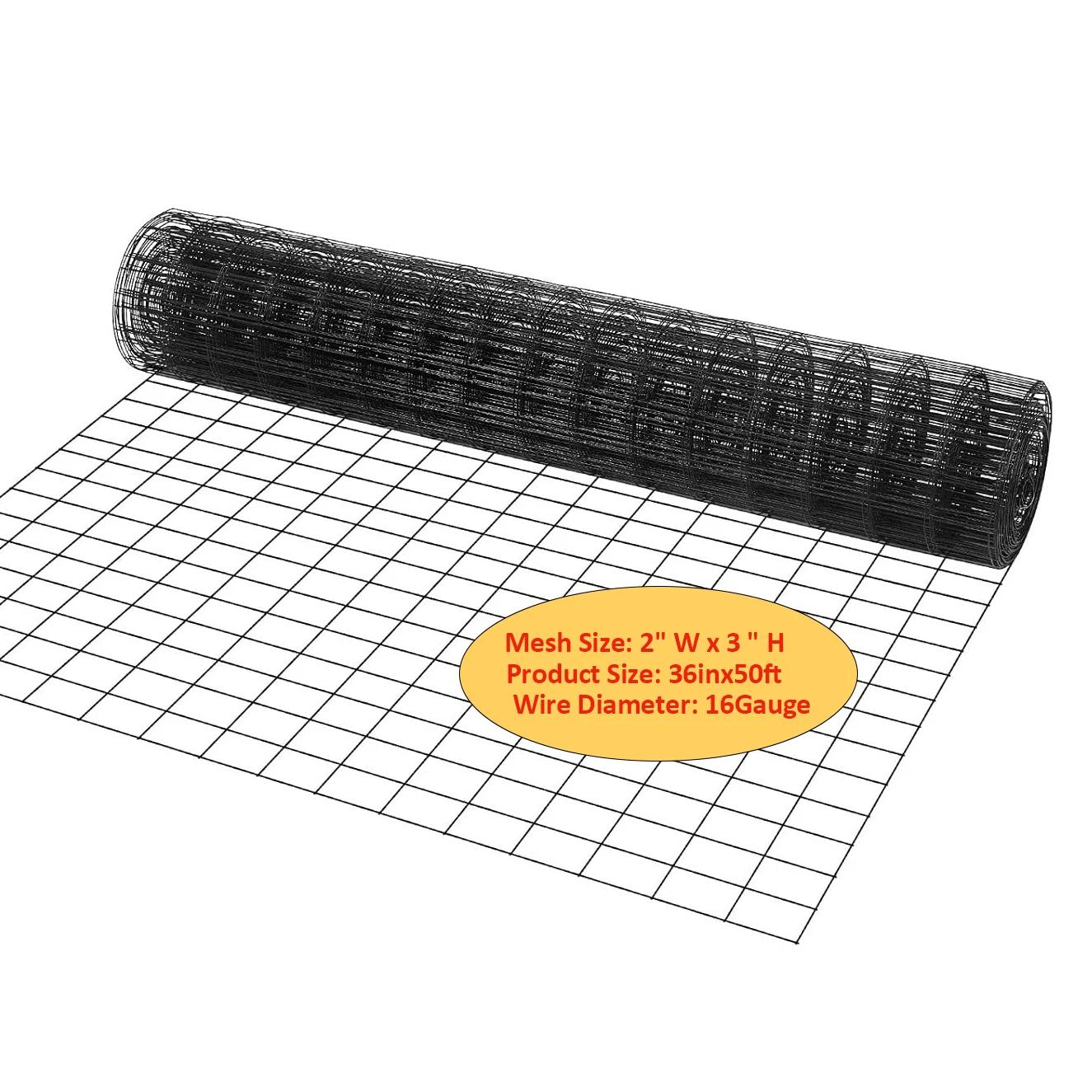 Grille métallique soudée robuste – Acier galvanisé de 36 po x 50 pieds, grilles de 2 po x 3 po (coup