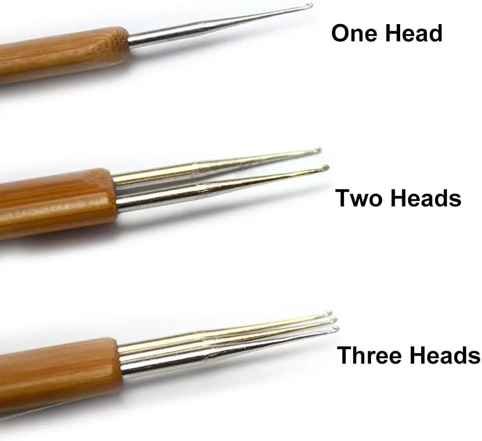 3 pièces/ensemble 0.75mm Dreadlock Crochet pour cheveux Dreadlock aiguille outil pour tresse bambou