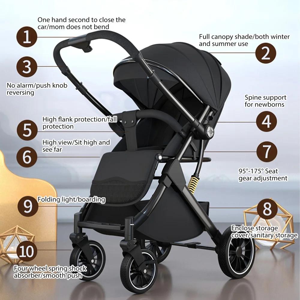 Poussette de luxe OWJHE pour bébé, ultra-légère et portable, avec amortisseurs, idéale pour les nouv