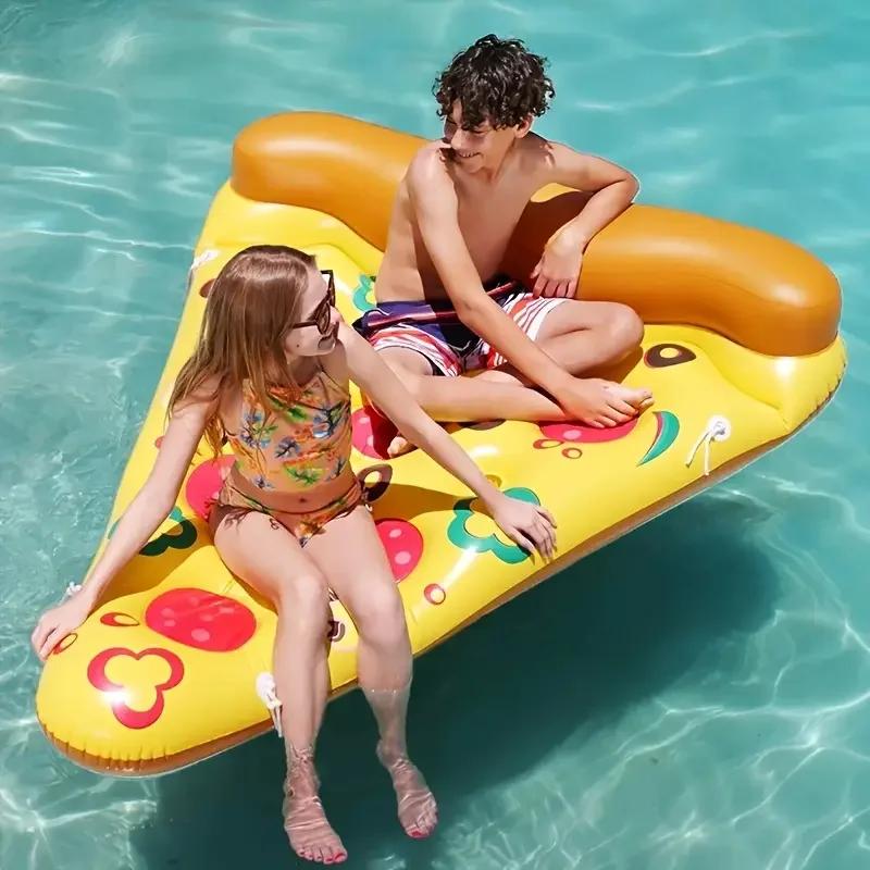 Matelas gonflable flottant de piscine de Pizza géante chaude anneau de natation cercle île eau fraîc