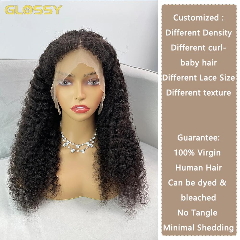 Perruque Lace Front Wig sans colle bouclée pour femme, cheveux naturels, Deep Wave, 13x6, 13x4, HD T