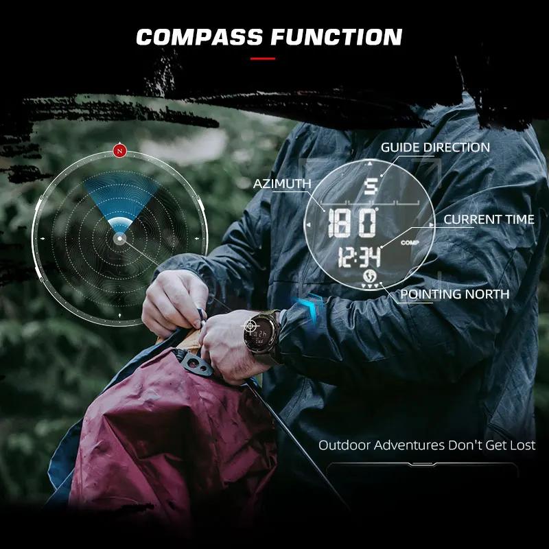 NORTH EDGE ALPS montre numérique en fibre de carbone pour hommes choc militaire sport boussole extér