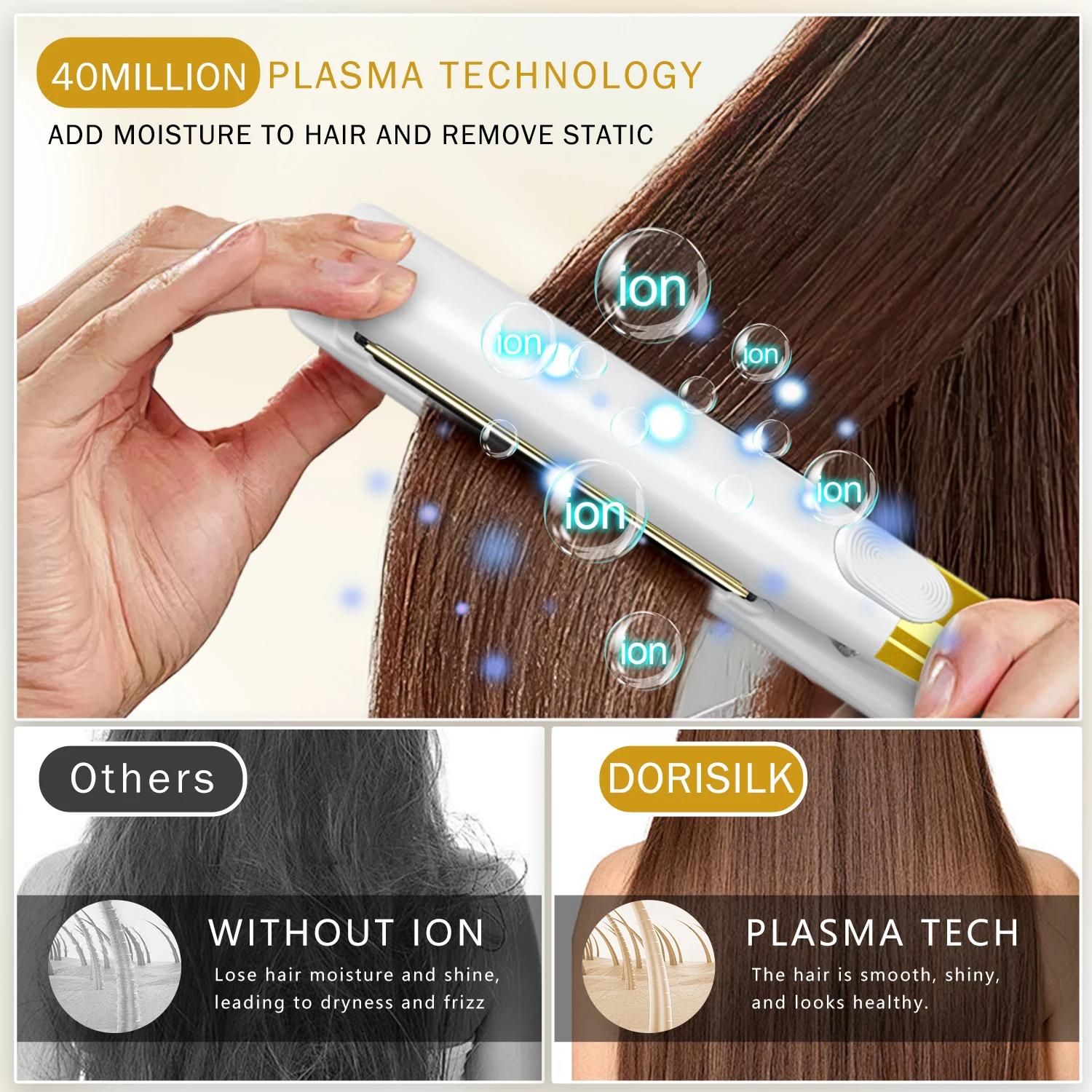 RUCHA – fer plat pour cheveux en plaque de titane miroir, avec traitement à la kératine au Plasma po