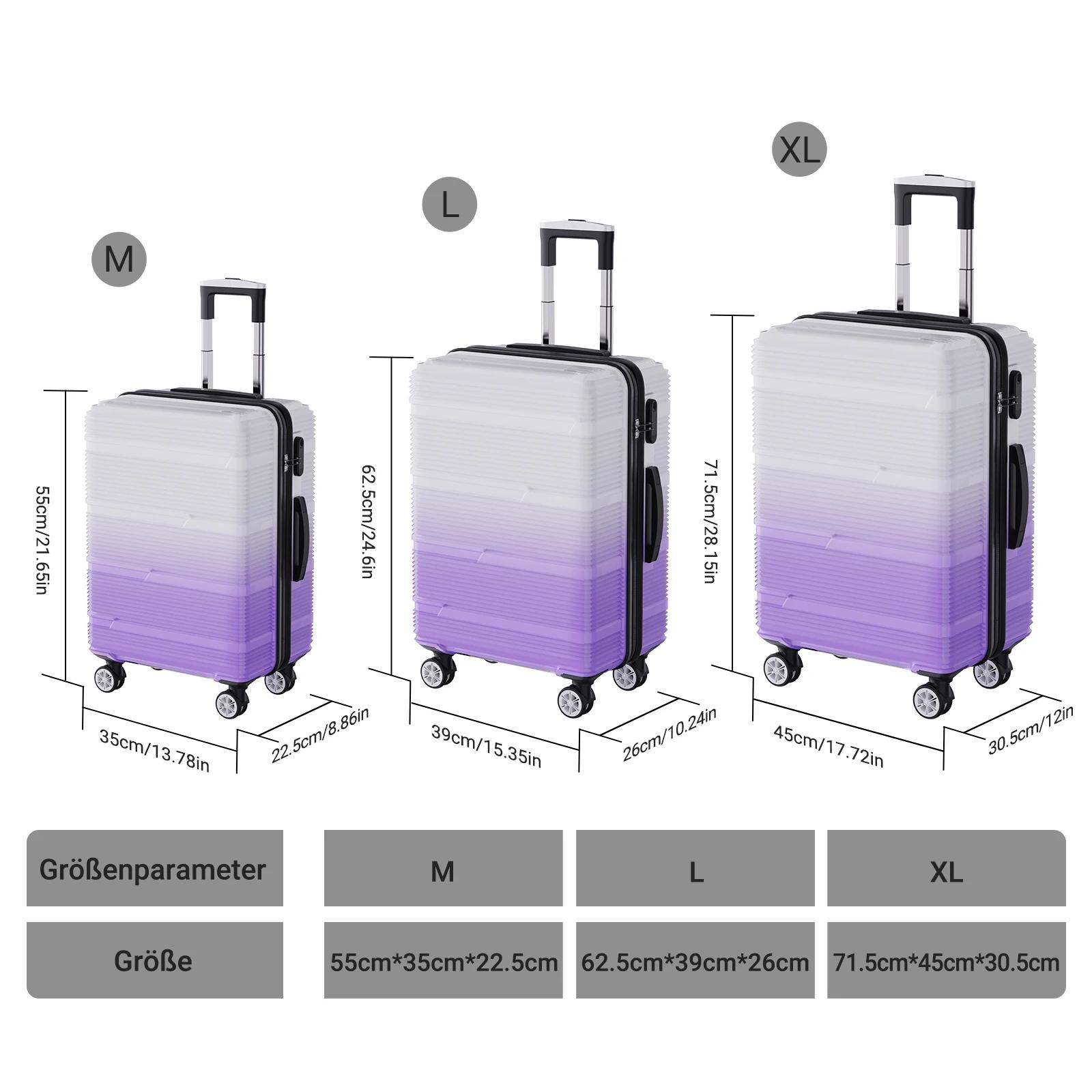 Superaly Ensemble de bagages 3 pièces, ensemble de bagages rigides en ABS avec 4 roues silencieuses 