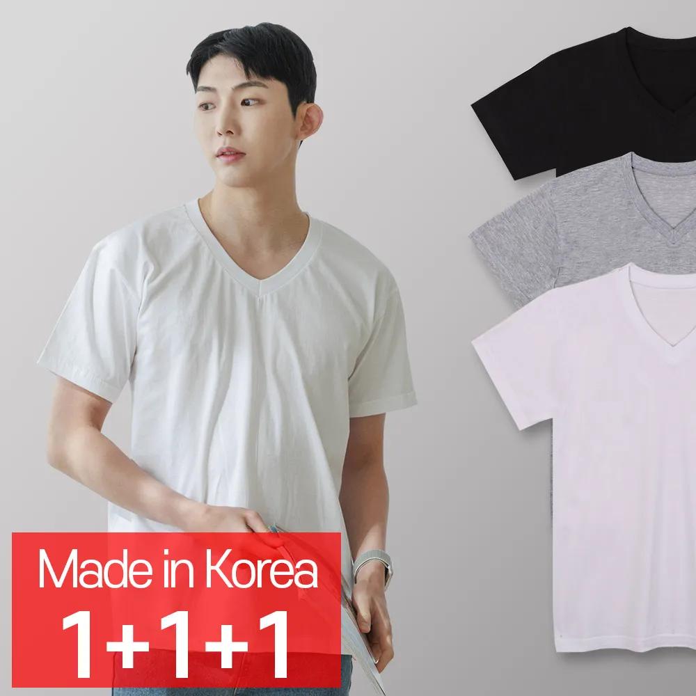 [CALL RA S](1+1+1 3 pieces) V-neck short-sleeved cotton T-shirt Korean domestic basic unisex T-shirt