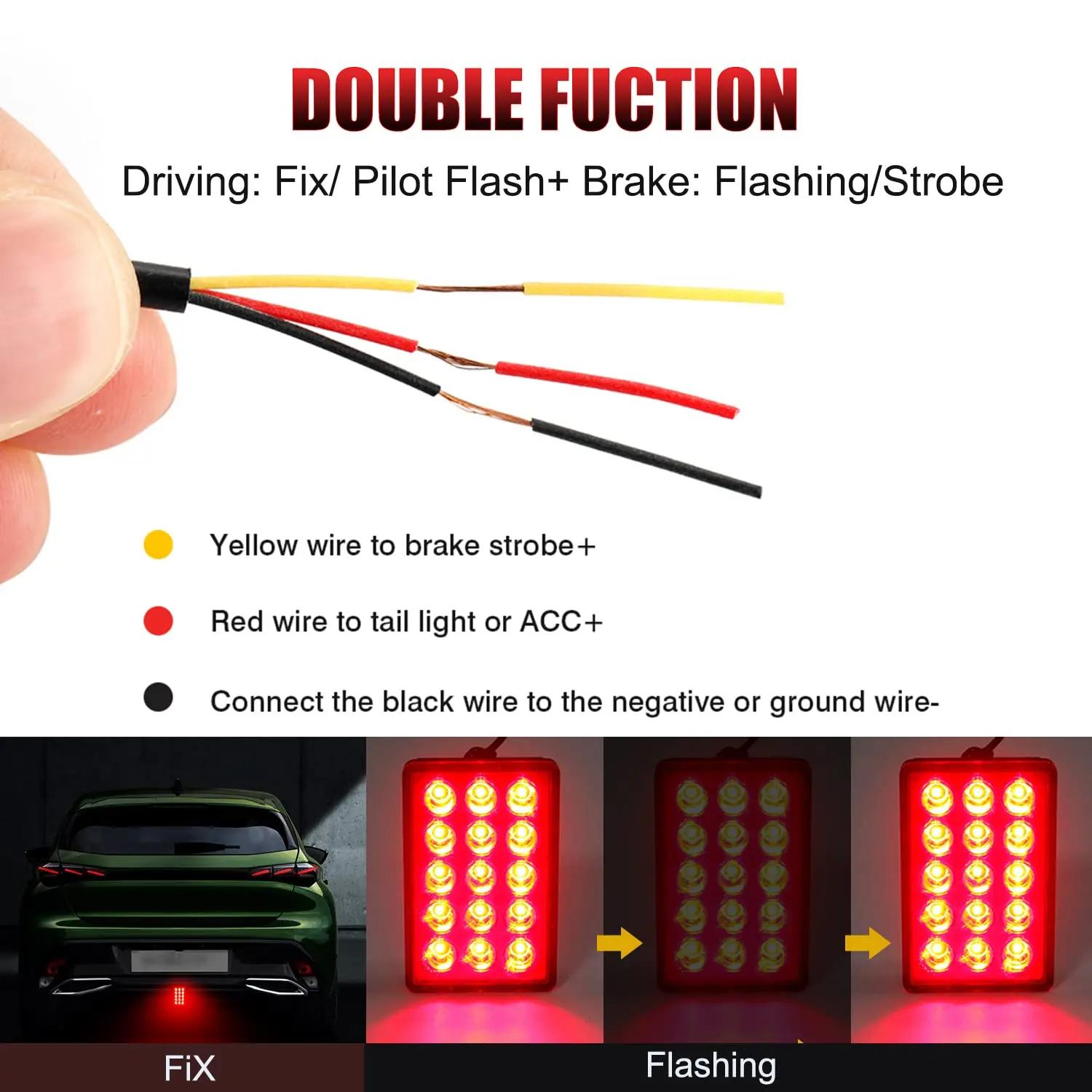 F1 Style feux pilotes de frein Led 12V 15led feux arrière Auto Flash avertissement arrêt inverse feu