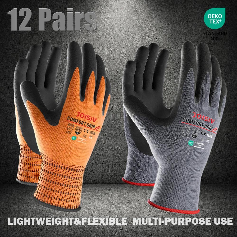 12 paires de gants de travail robustes enduits de Nitrile, antidérapants, légers, durables, respiran