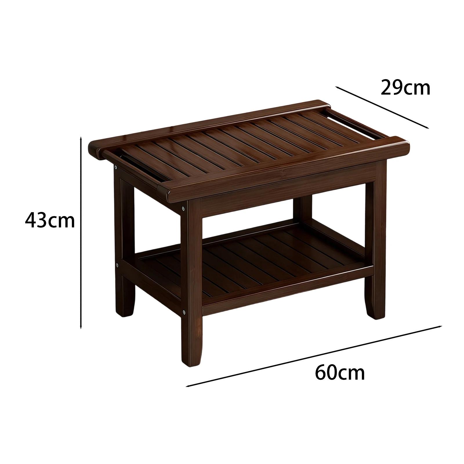 Banc de douche tabouret siège de salle de bain en bois avec mains courantes multifonctionnel robuste