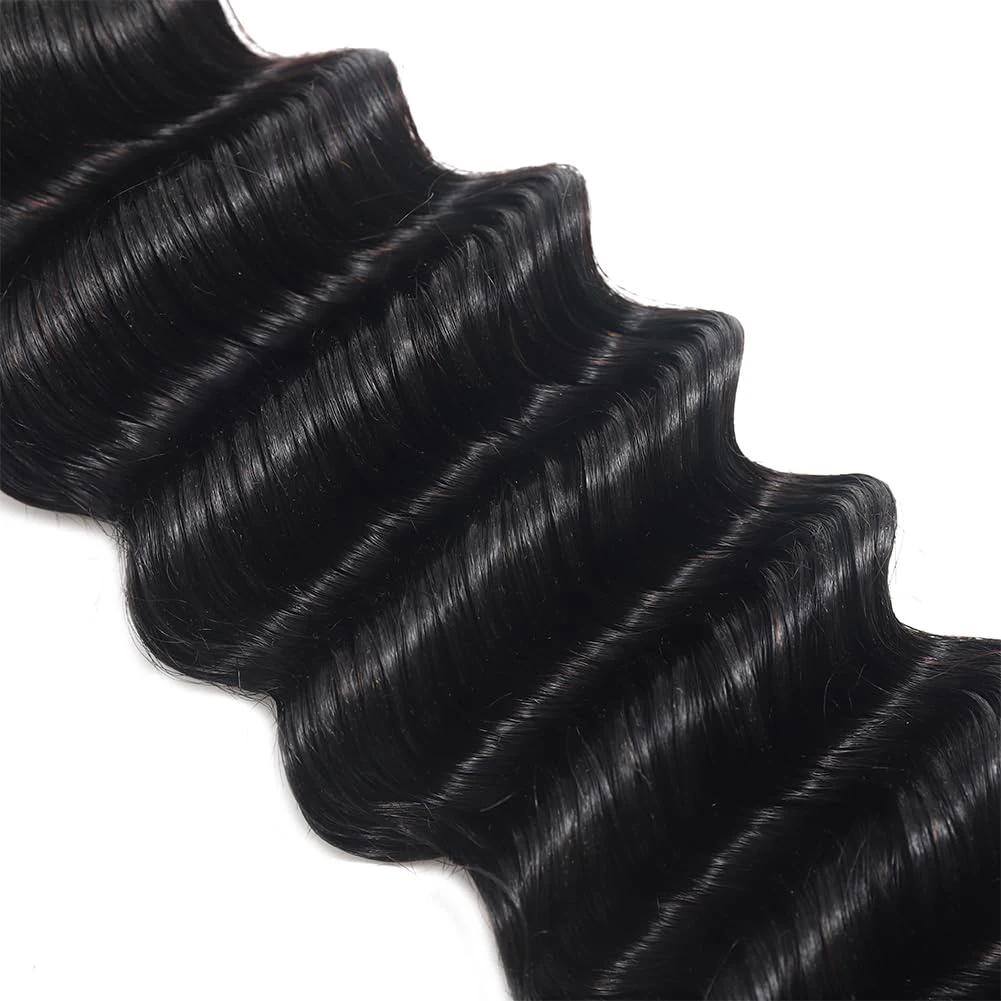Extensions de Cheveux Humains Brésiliens Vierge Non Traités, Ondulés et Profonds, 30-40 Pouces, Lots