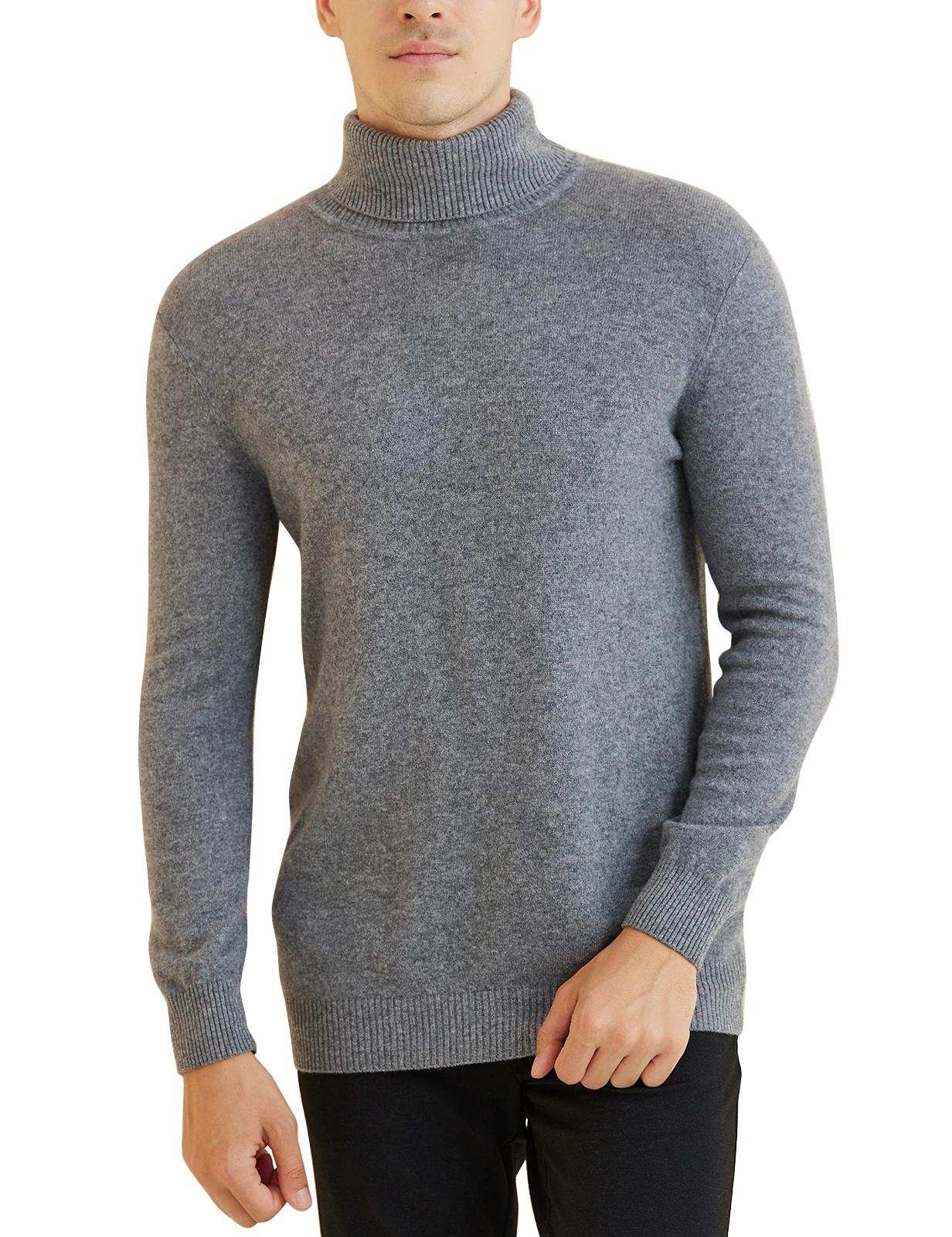 Pull en tricot pour hommes 100% laine mérinos col roulé pull en laine automne hiver chaud à manches 