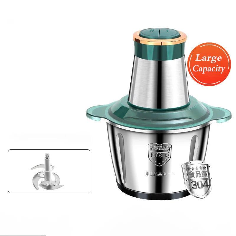 Hacheur électrique inox 3L viande légumes trancheuse robot culinaire préparation repas bébé maison