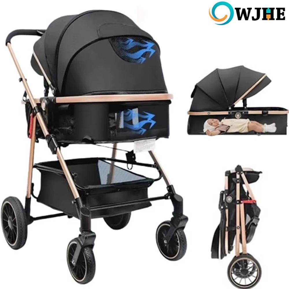 OWJHE Poussette de luxe 3 en 1 pour bébé, neuve, portable, voyage, pliable, cadre en aluminium, pous