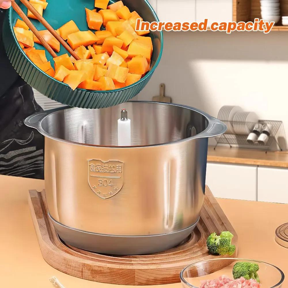 Hachoir Électrique Multifonction 5L en Acier Inoxydable : Hachoir à Viande, Hachoir à Légumes, Tranc