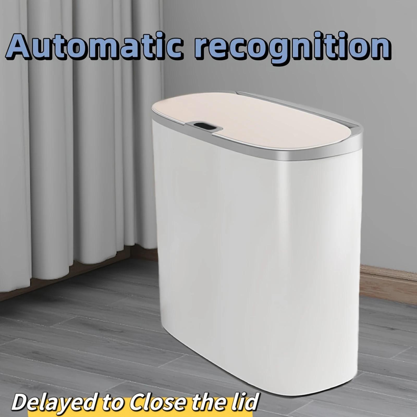 Poubelle automatique à capteur de mouvement avec couvercle, petite poubelle étroite étanche, poubell