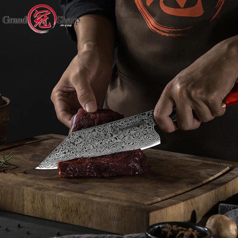 Couteau de Chef japonais damas 10CR15COM acier inoxydable poisson viande légumes cuisine outil de cu