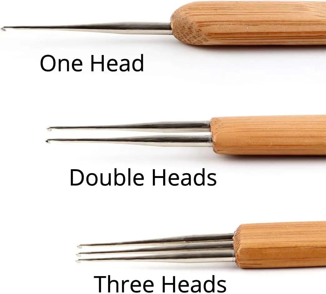 3 pièces/ensemble 0.75mm Dreadlock Crochet pour cheveux Dreadlock aiguille outil pour tresse bambou