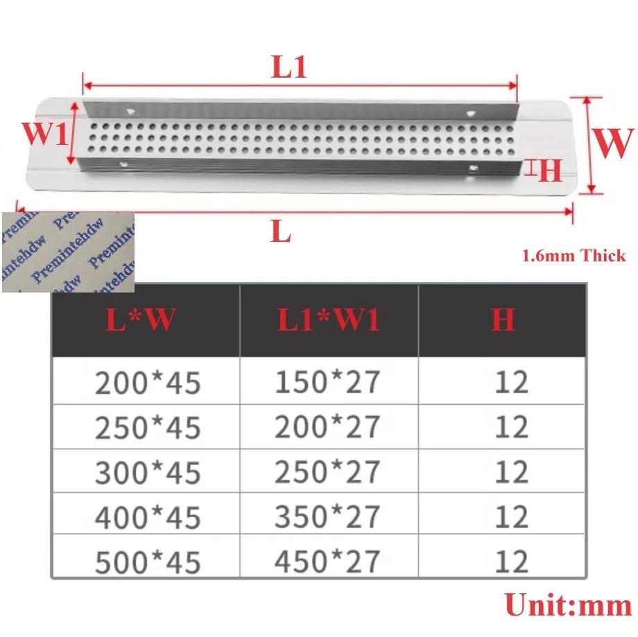 Grille d'aération rectangulaire en aluminium pour meubles, couvercle de ventilation avec petits trou