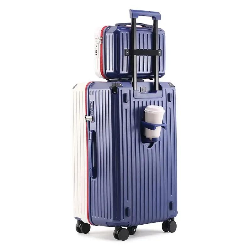 Bagages Spinner Multifonctions avec Port de Chargement USB et Porte-Gobelet, Cadre en Aluminium, Équ