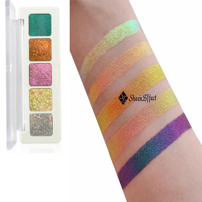 Sheeneffect-Palette de fards à barrage caméléon multichromes, cosmétique, 5 couleurs