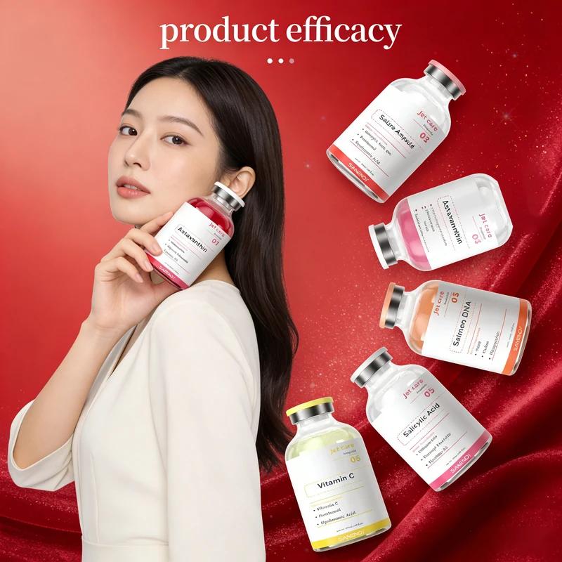 Ampoules à Jet d'acide hyaluronique, sérum pour le visage, Astaxanthine, Peptide de cuivre, collagèn