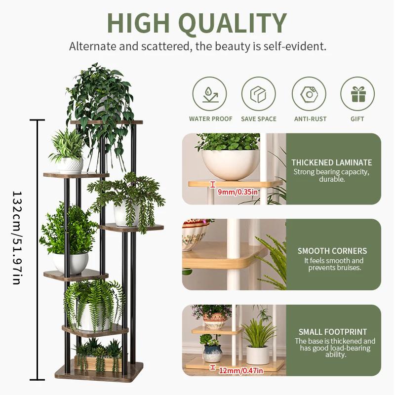 Support de plante pour fleurs, étagère de rangement en bois, étagère à fleurs à 4/5/6 niveaux, jardi