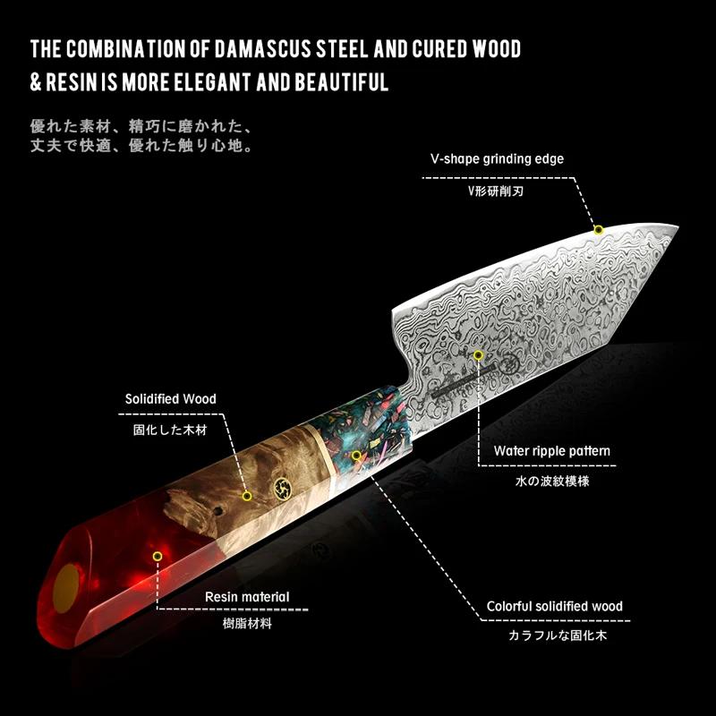 Couteau de Chef japonais damas 10CR15COM acier inoxydable poisson viande légumes cuisine outil de cu