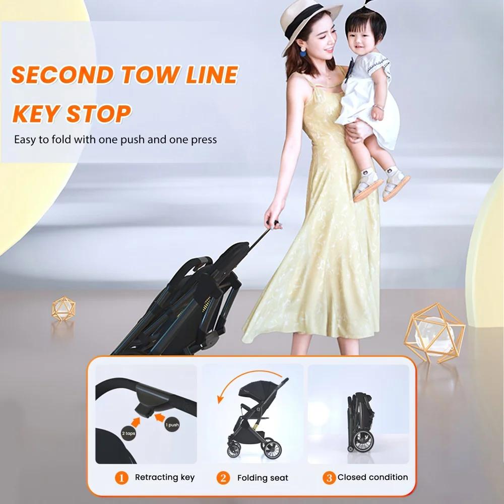 Poussette de luxe OWJHE pour bébé, ultra-légère et portable, avec amortisseurs, idéale pour les nouv