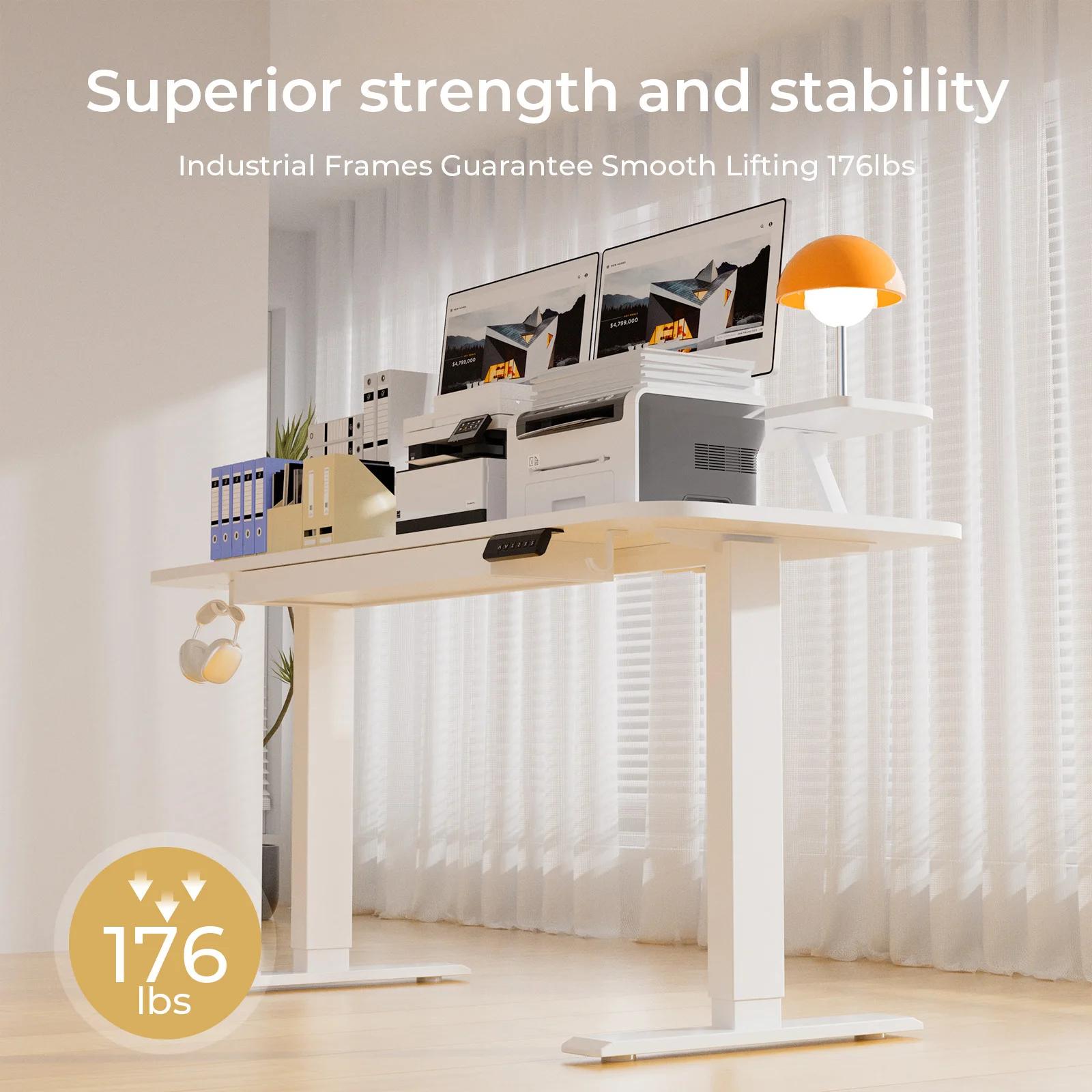 Bureau électrique sur pied avec égouts de proximité, bureau d'ordinateur ergonomique réglable, recom
