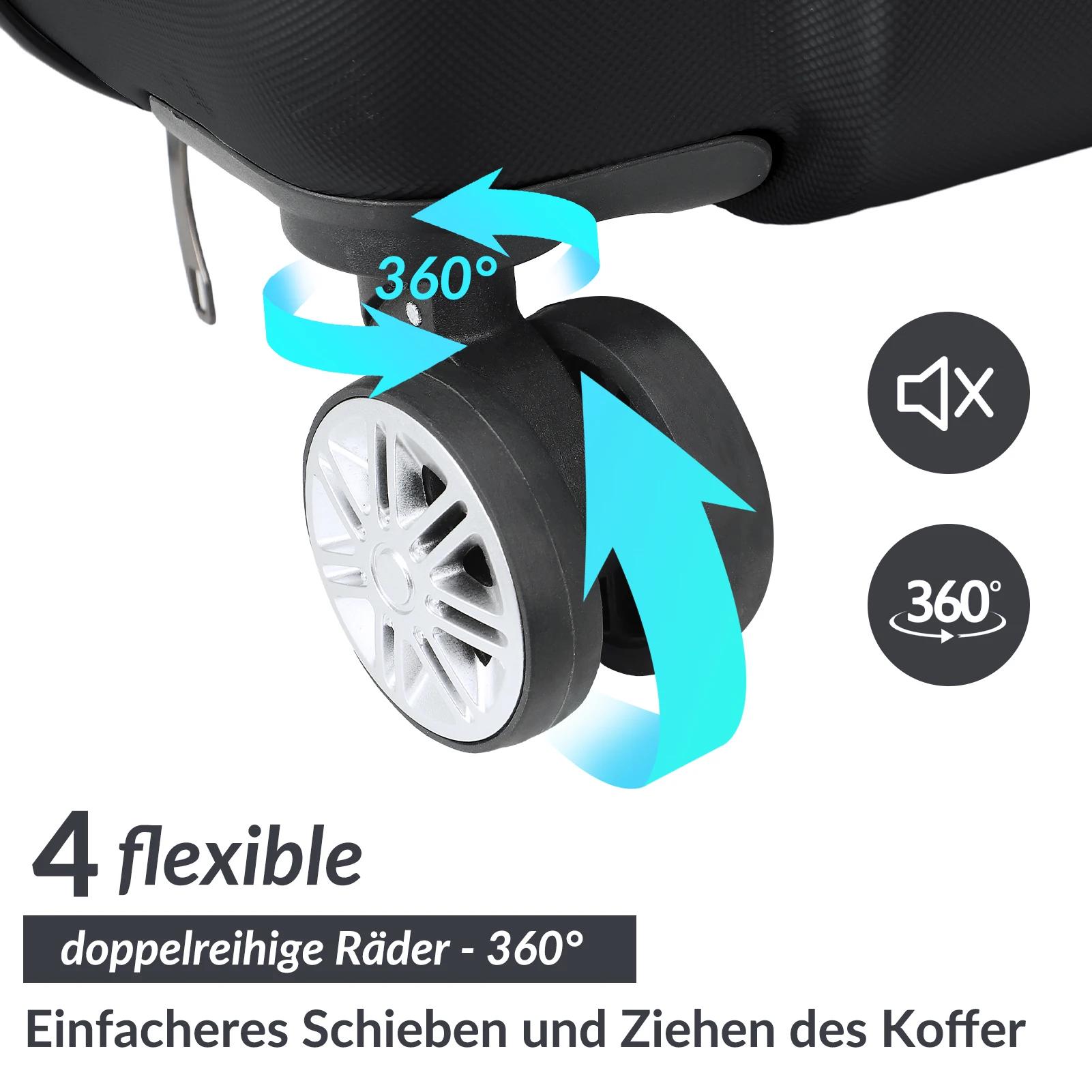 Superaly Ensemble de bagages noir 3 pièces, avec serrure à code, ensemble de valises en ABS, avec ro