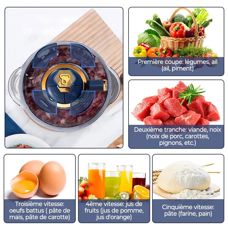 OWJHE hachoir à viande électrique 5L broyeur alimentaire en acier inoxydable trancheuse de légumes m
