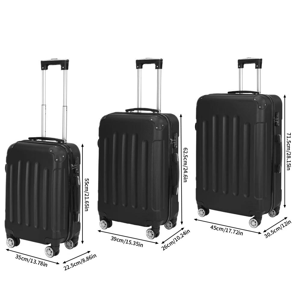 Superaly Ensemble de bagages noir 3 pièces, avec serrure à code, ensemble de valises en ABS, avec ro