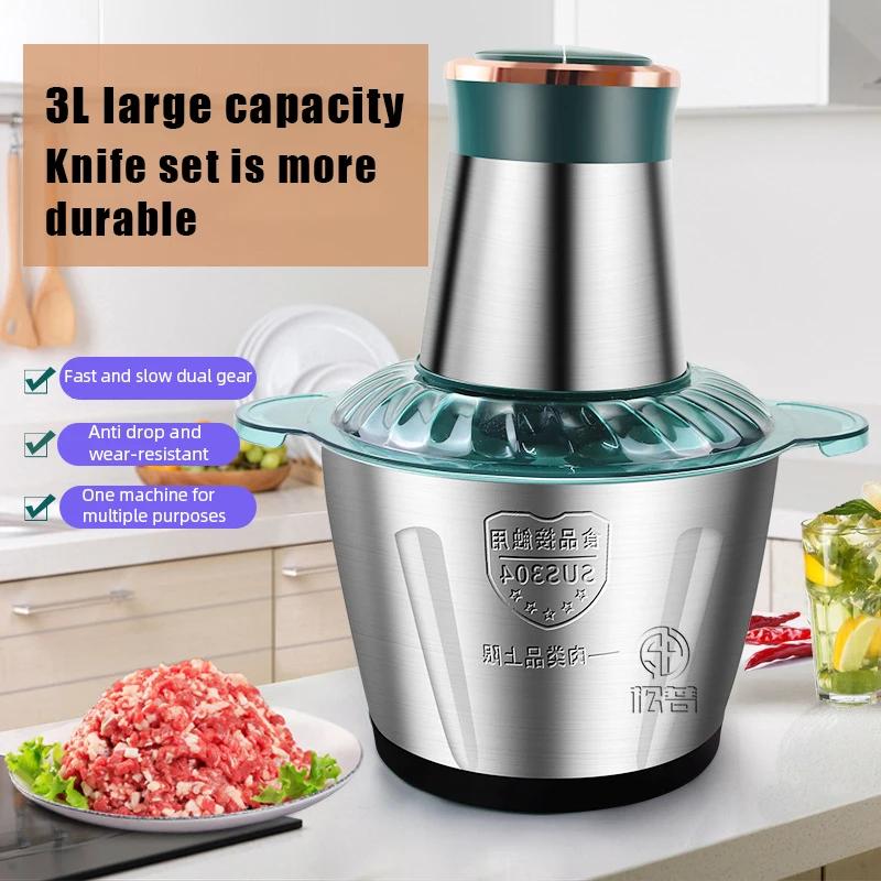 Hacheur électrique inox 3L viande légumes trancheuse robot culinaire préparation repas bébé maison