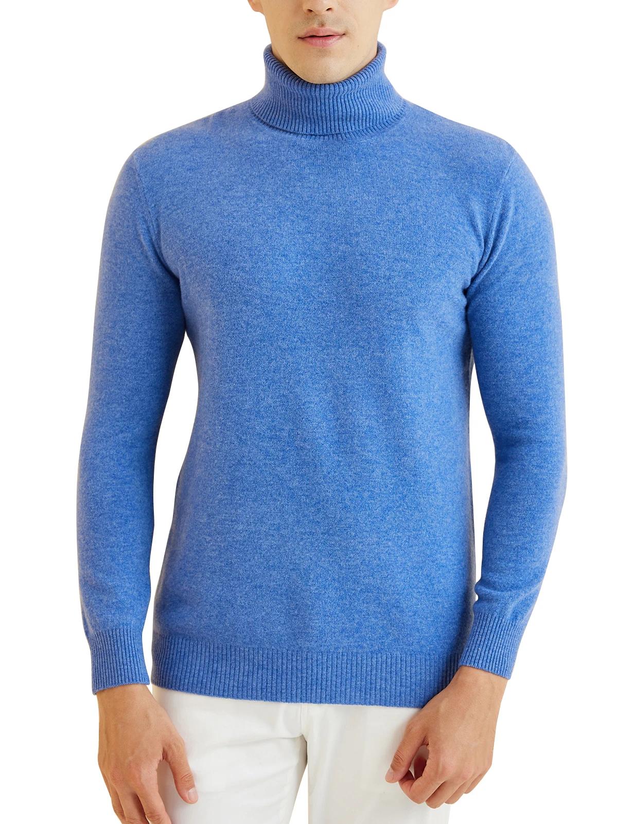 Pull en tricot pour hommes 100% laine mérinos col roulé pull en laine automne hiver chaud à manches 