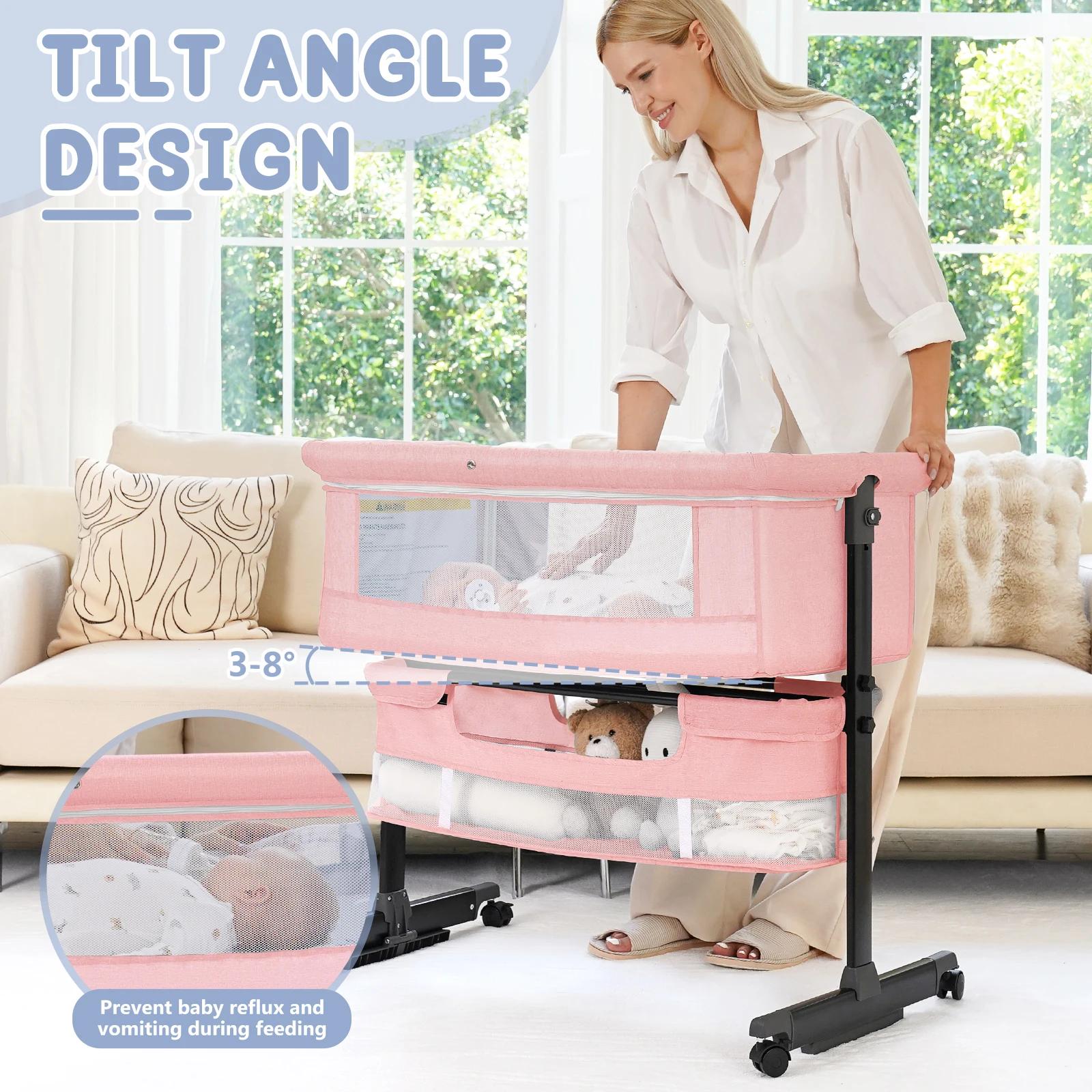 Lit d'appoint pliable pour bébé Kmaier avec panier de rangement et maille respirante