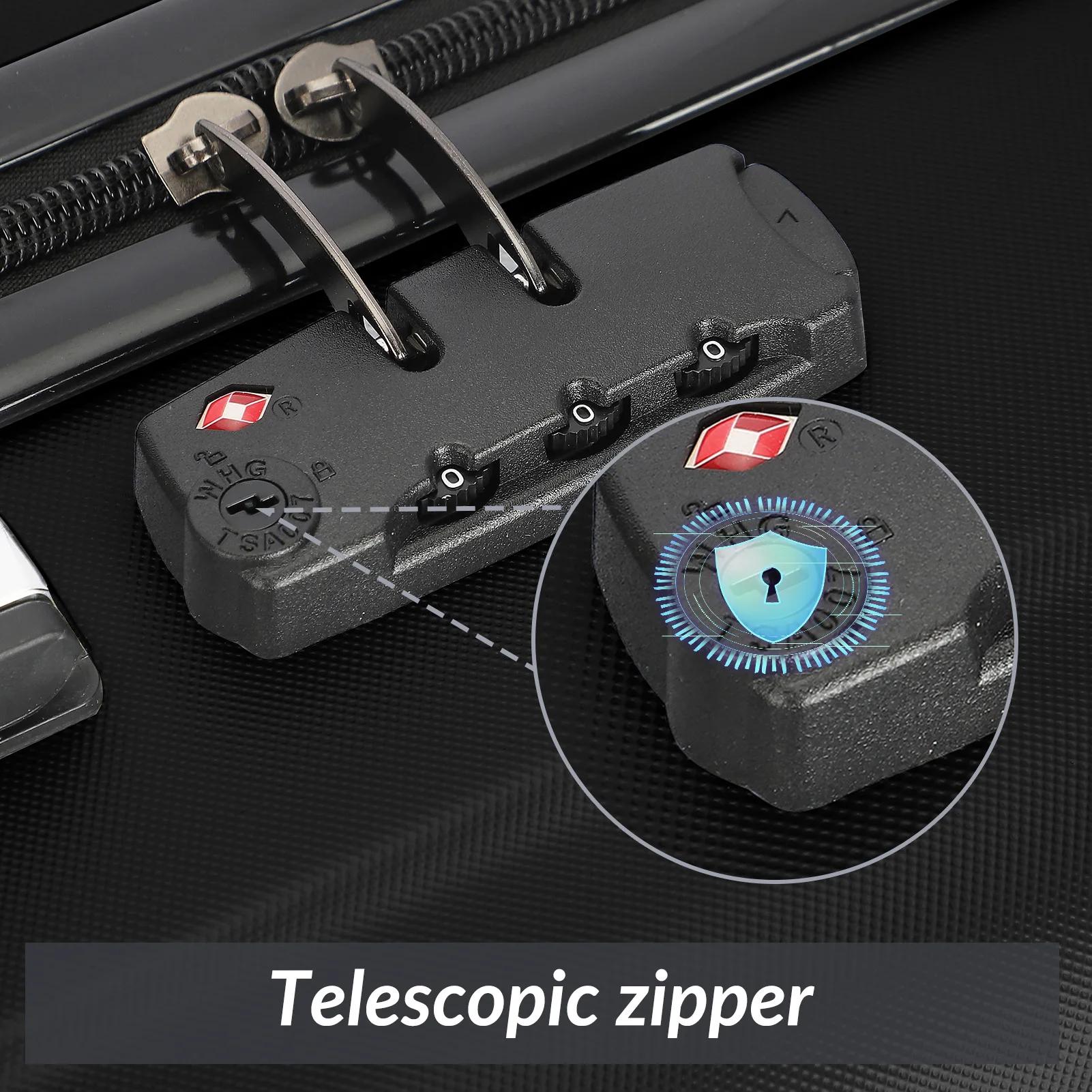 Superaly Ensemble de bagages noir 3 pièces, avec serrure à code, ensemble de valises en ABS, avec ro