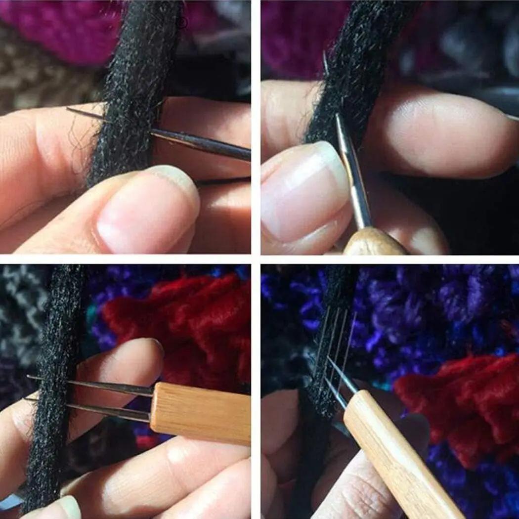 3 pièces/ensemble 0.75mm Dreadlock Crochet pour cheveux Dreadlock aiguille outil pour tresse bambou