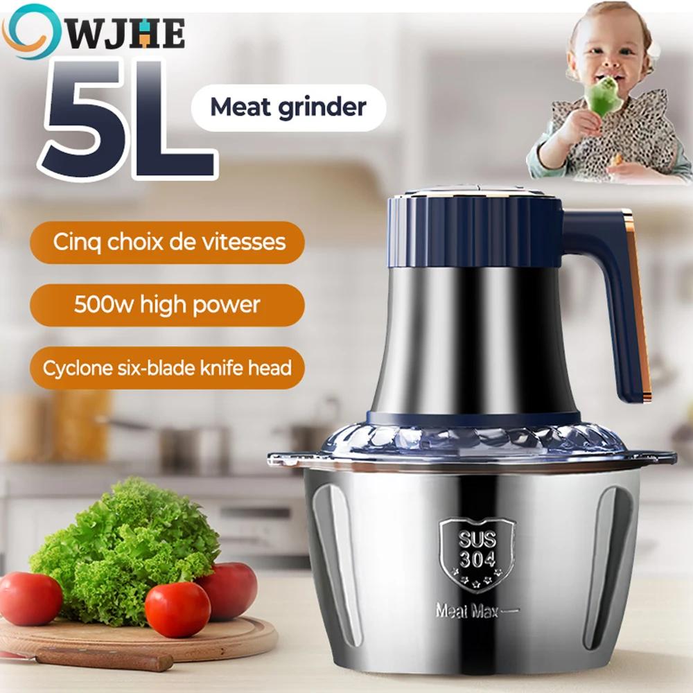 OWJHE hachoir à viande électrique 5L broyeur alimentaire en acier inoxydable trancheuse de légumes m