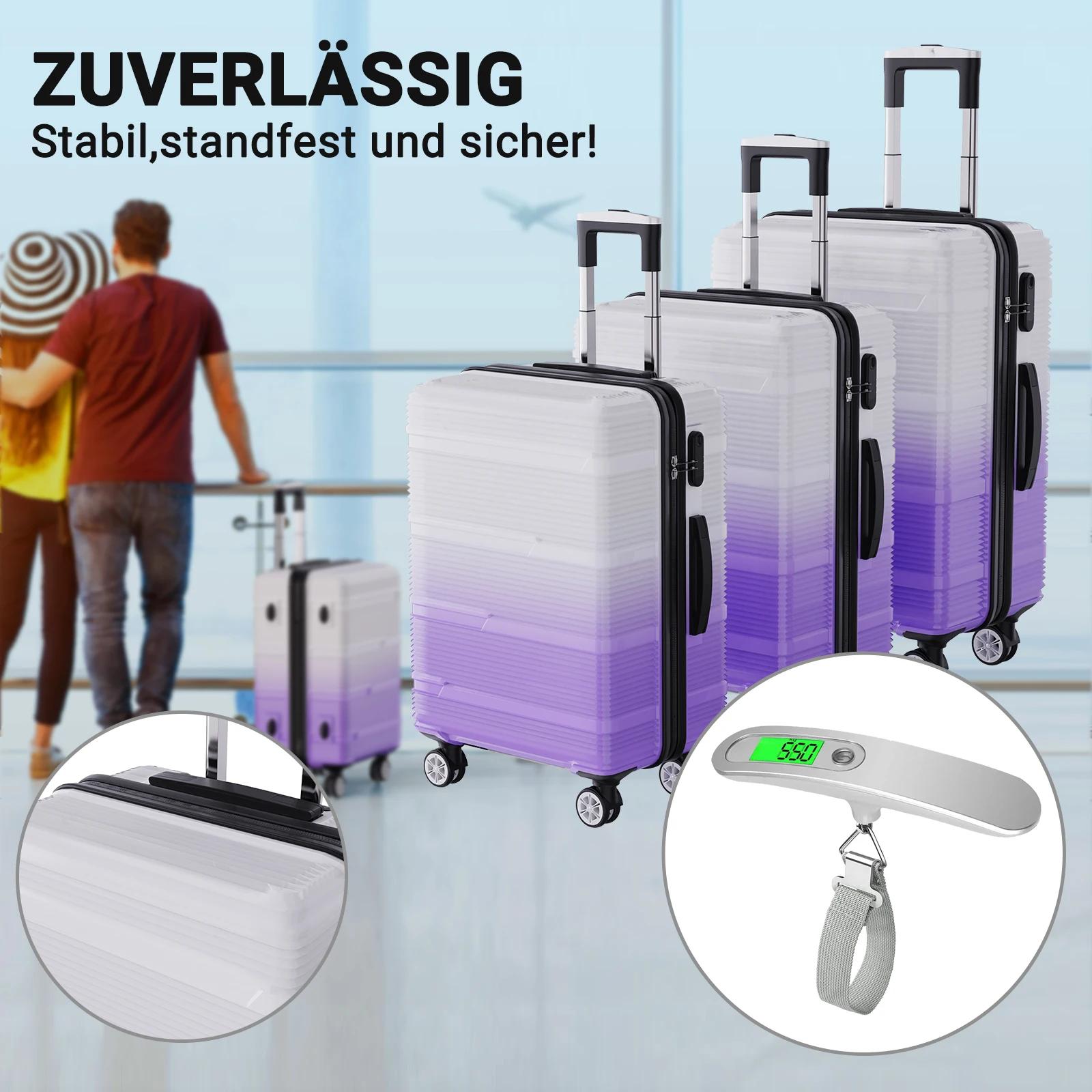 Superaly Ensemble de bagages 3 pièces, ensemble de bagages rigides en ABS avec 4 roues silencieuses 