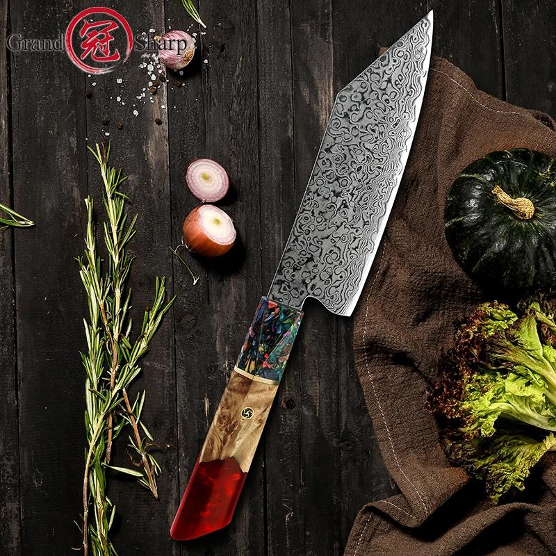 Couteau de Chef japonais damas 10CR15COM acier inoxydable poisson viande légumes cuisine outil de cu
