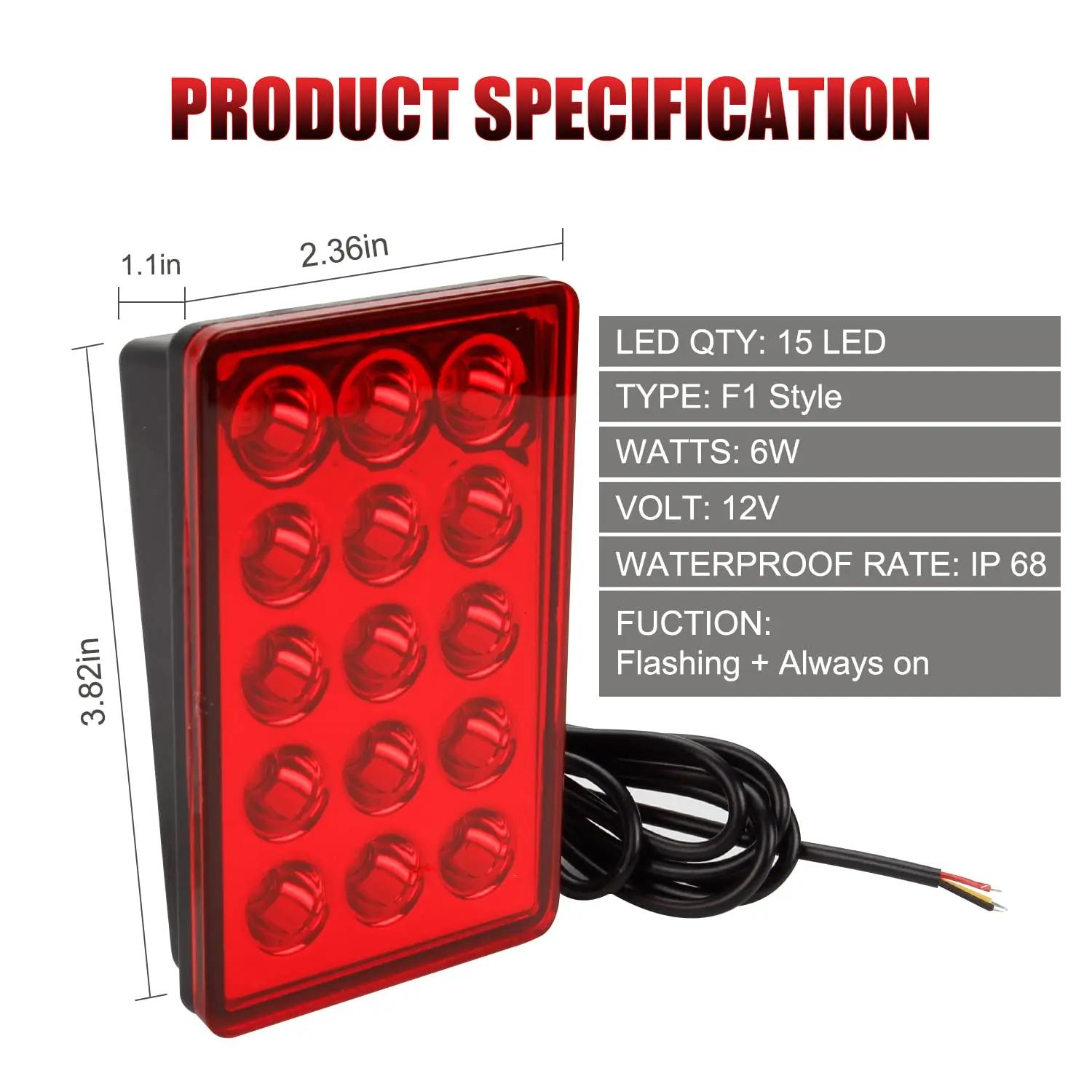 F1 Style feux pilotes de frein Led 12V 15led feux arrière Auto Flash avertissement arrêt inverse feu