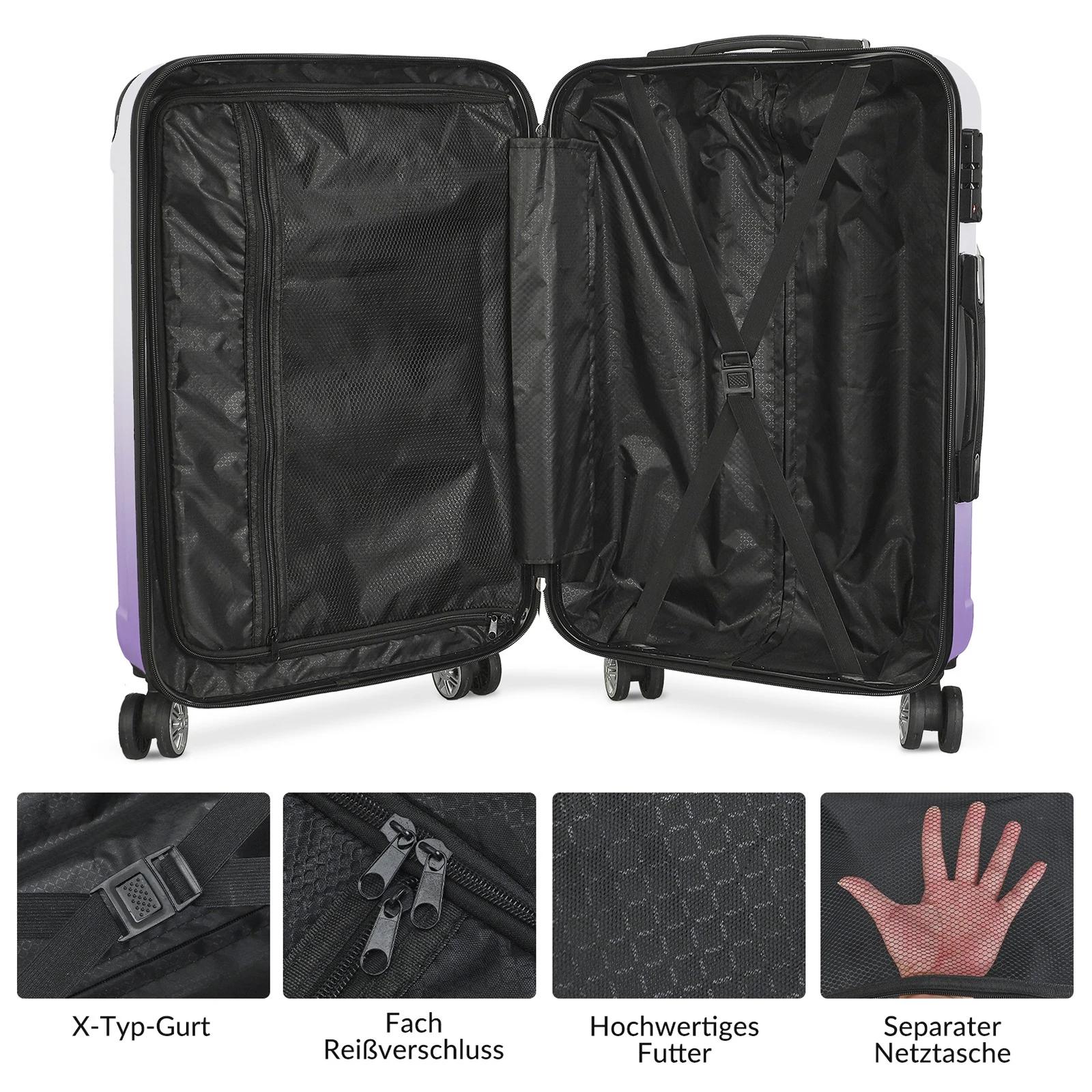 Superaly Ensemble de bagages 3 pièces, ensemble de bagages rigides en ABS avec 4 roues silencieuses 