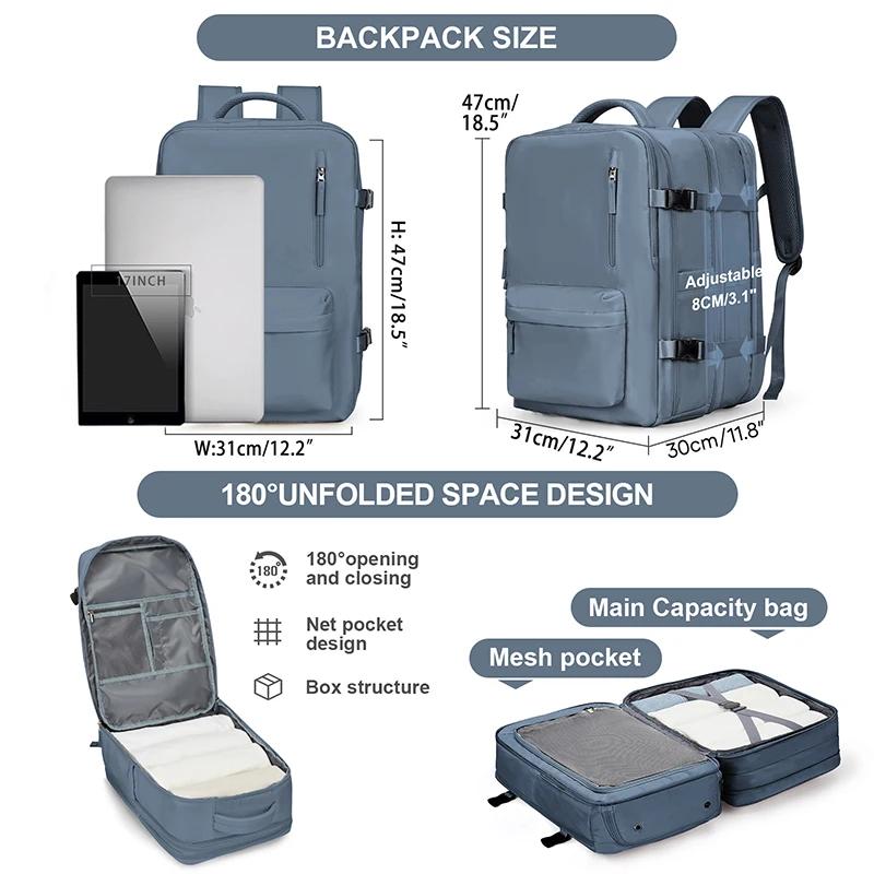 Sac à dos de voyage Extra Large pour hommes et femmes, sac à dos de transport évolutif approuvé par 