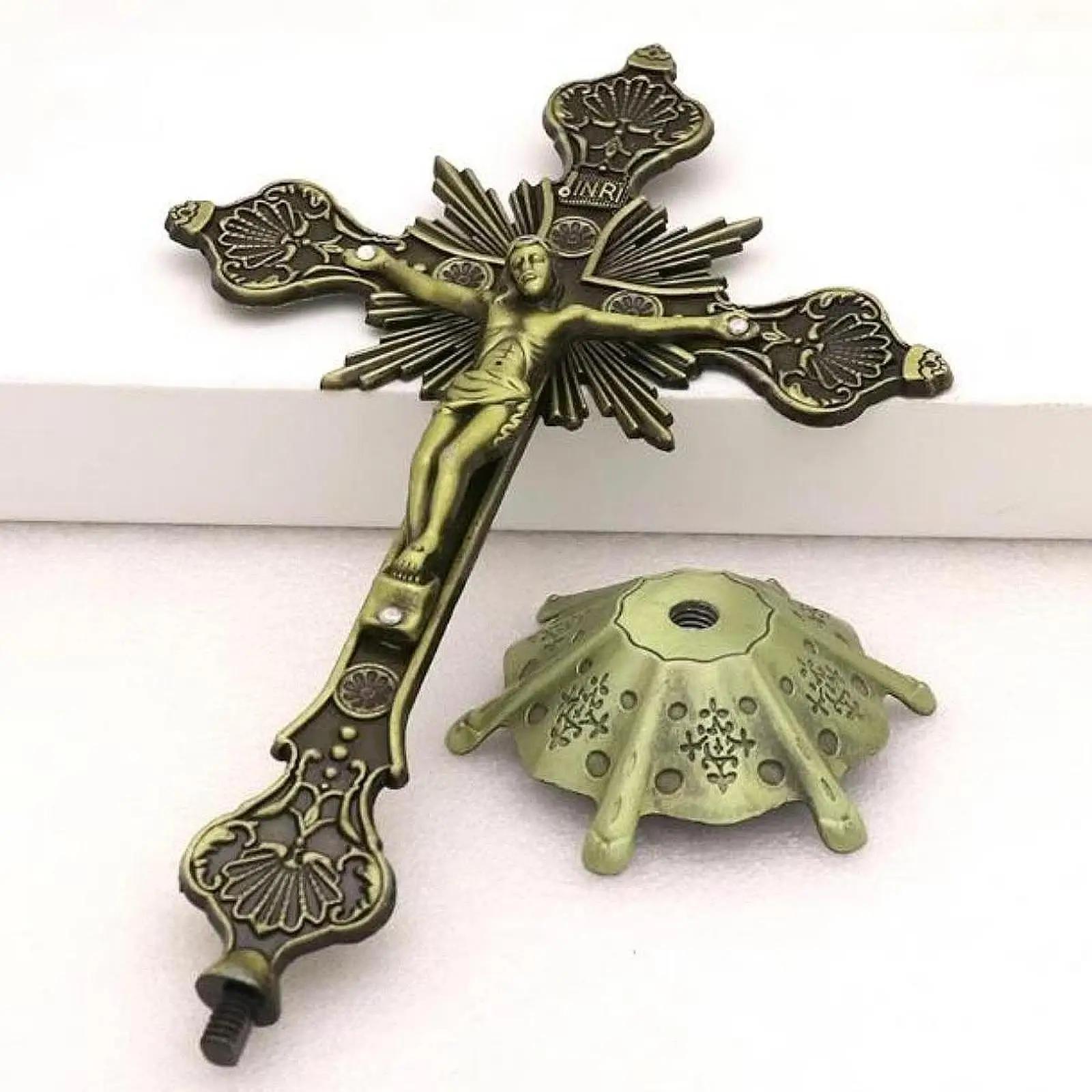 Sculpture de Crucifix de jésus, Statue de croix de jésus, Figurine catholique, Crucifix debout pour 