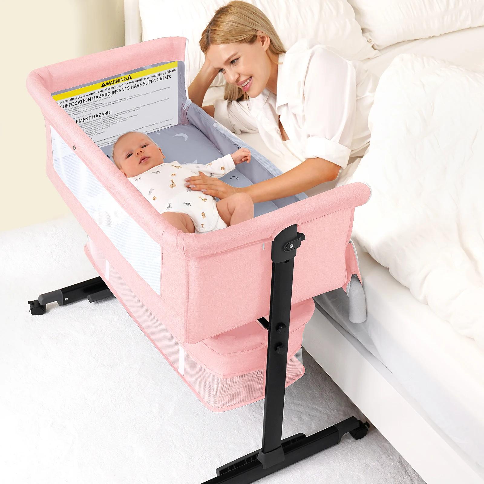 Lit d'appoint pliable pour bébé Kmaier avec panier de rangement et maille respirante