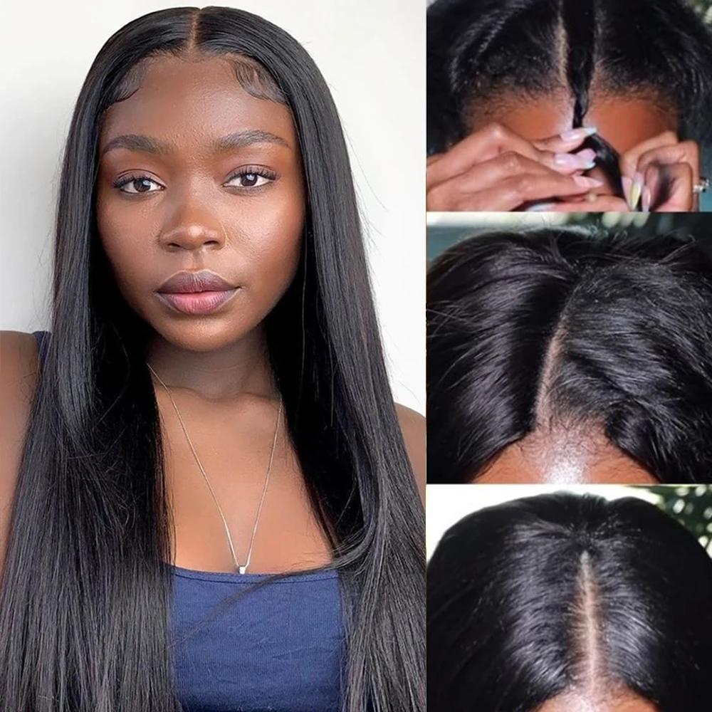 Perruque Brésilienne Naturelle Sans Colle, Cheveux Lisses, Prêt à vitation, 30 Pouces, Densité 250,