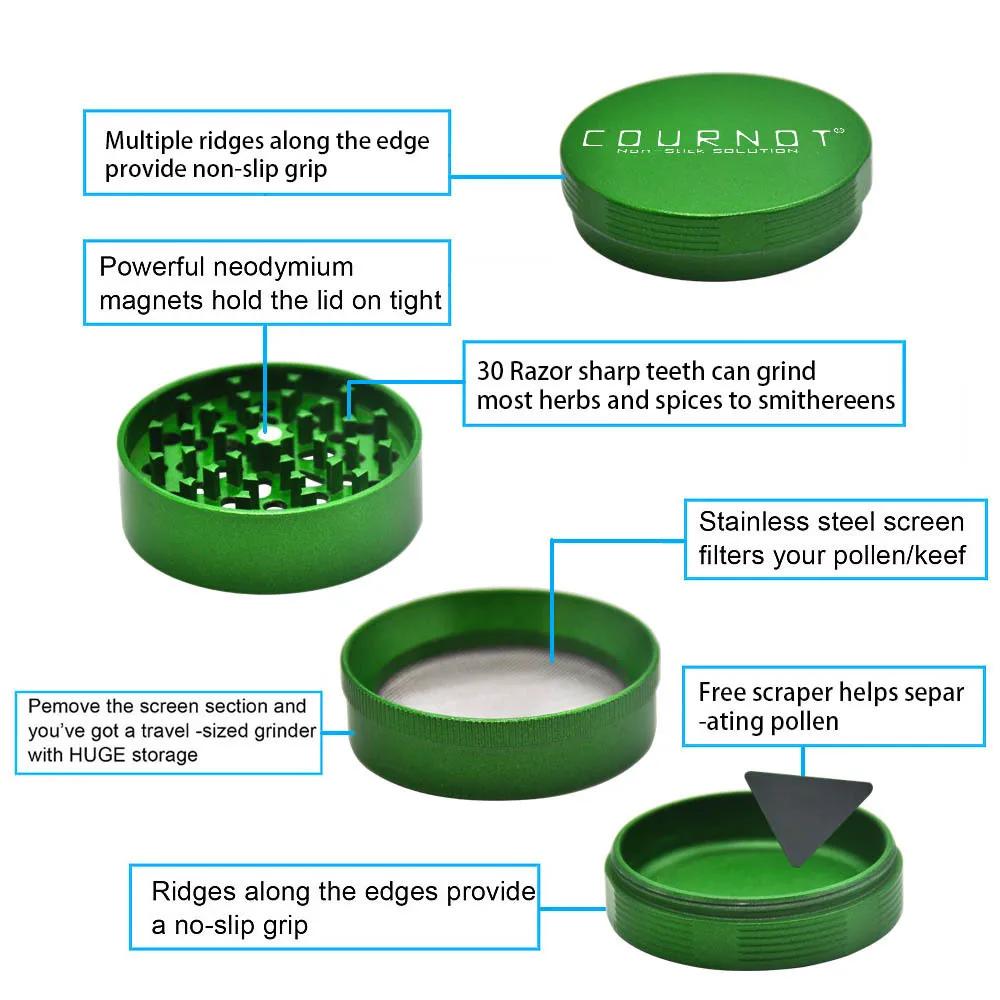 Broyeur d'herbes avec revêtement en céramique antiadhésif, 63mm, broyeur d'épices, de fumée de tabac