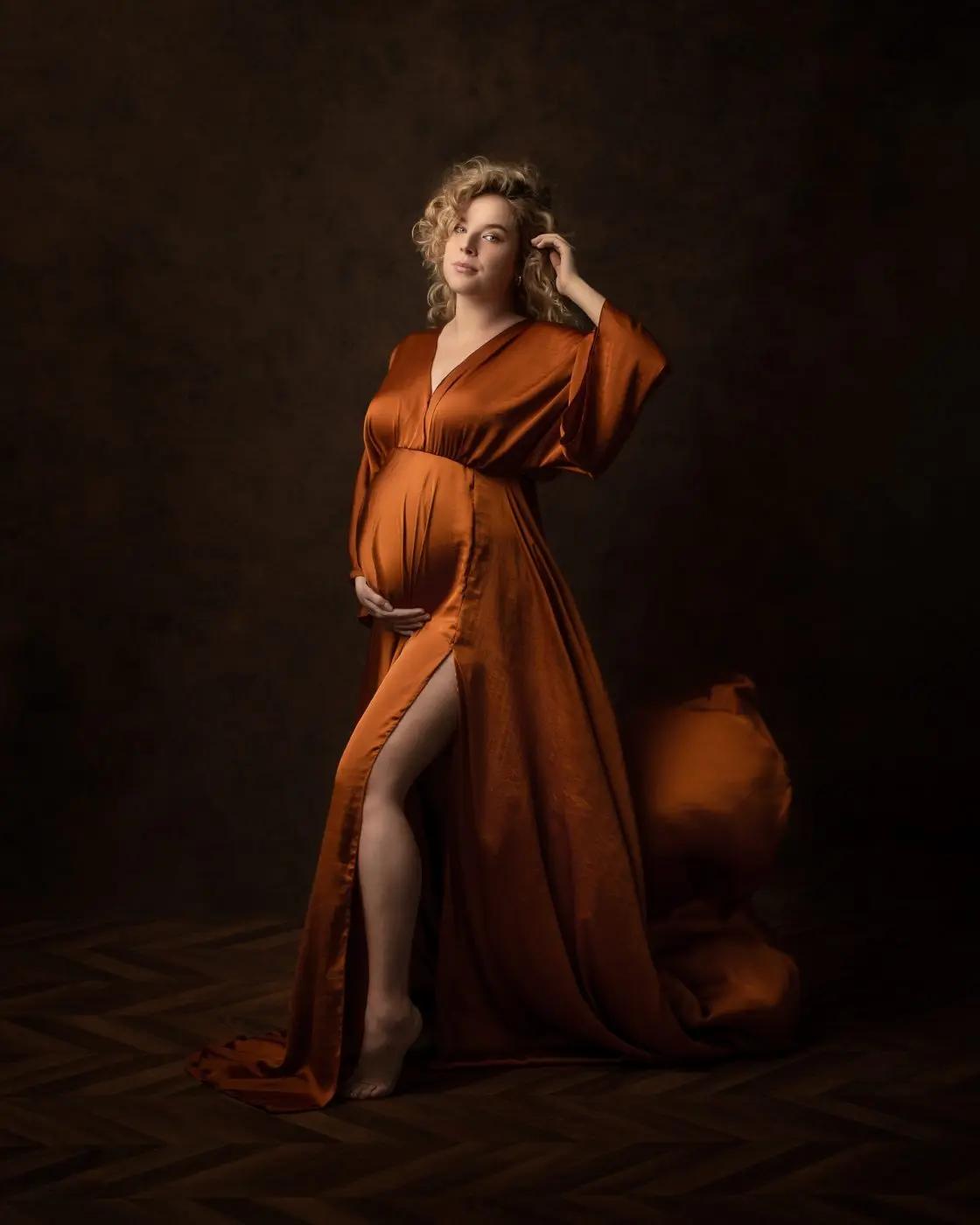 Boho ALTERPhotography Props Robes à col en V, Taille libre, Réglable, Doux, Séance photo de grossess