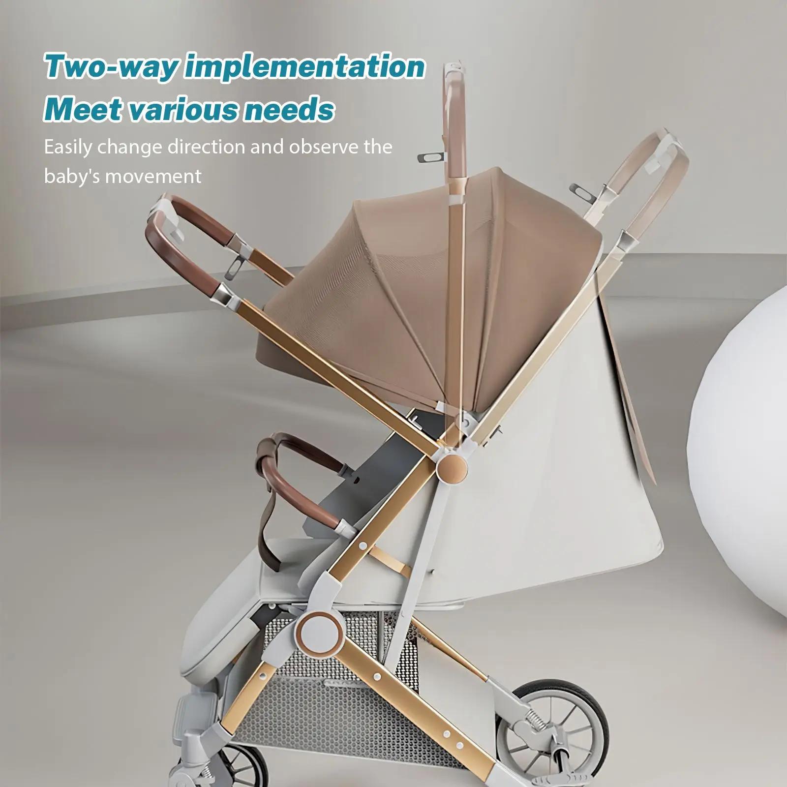 Poussette de luxe pour bébé, Portable, voyage, pliable, paysage haut, cadre en aluminium, voiture pl