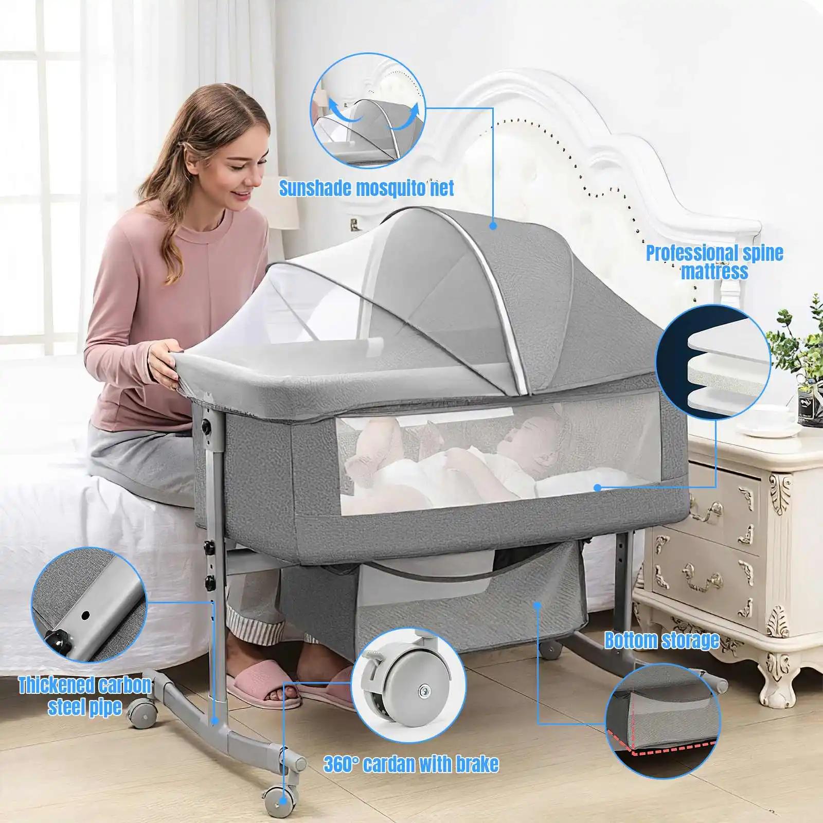 Berceau bébé 3 en 1, lit de chevet, parc bébé 0-3 ans, multifonction, pliable et relevable, avec mou